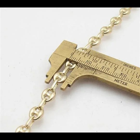 7" Puffed Mariner Anchor Link Bracelet 14K Yellow Gold Plated Sterling Silver 7m
